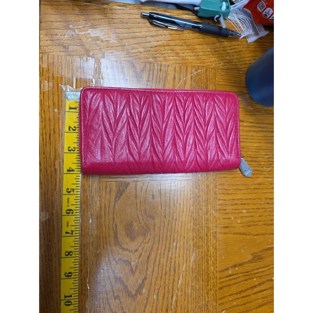 Coach Madison Gathered Leather Zip Around Wallet Raspberry - Picture 2 of 12